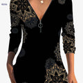 Elegant Floral Women’s T-Shirt - V-Neck, Micro Elasticity Style   OAXG Black / S