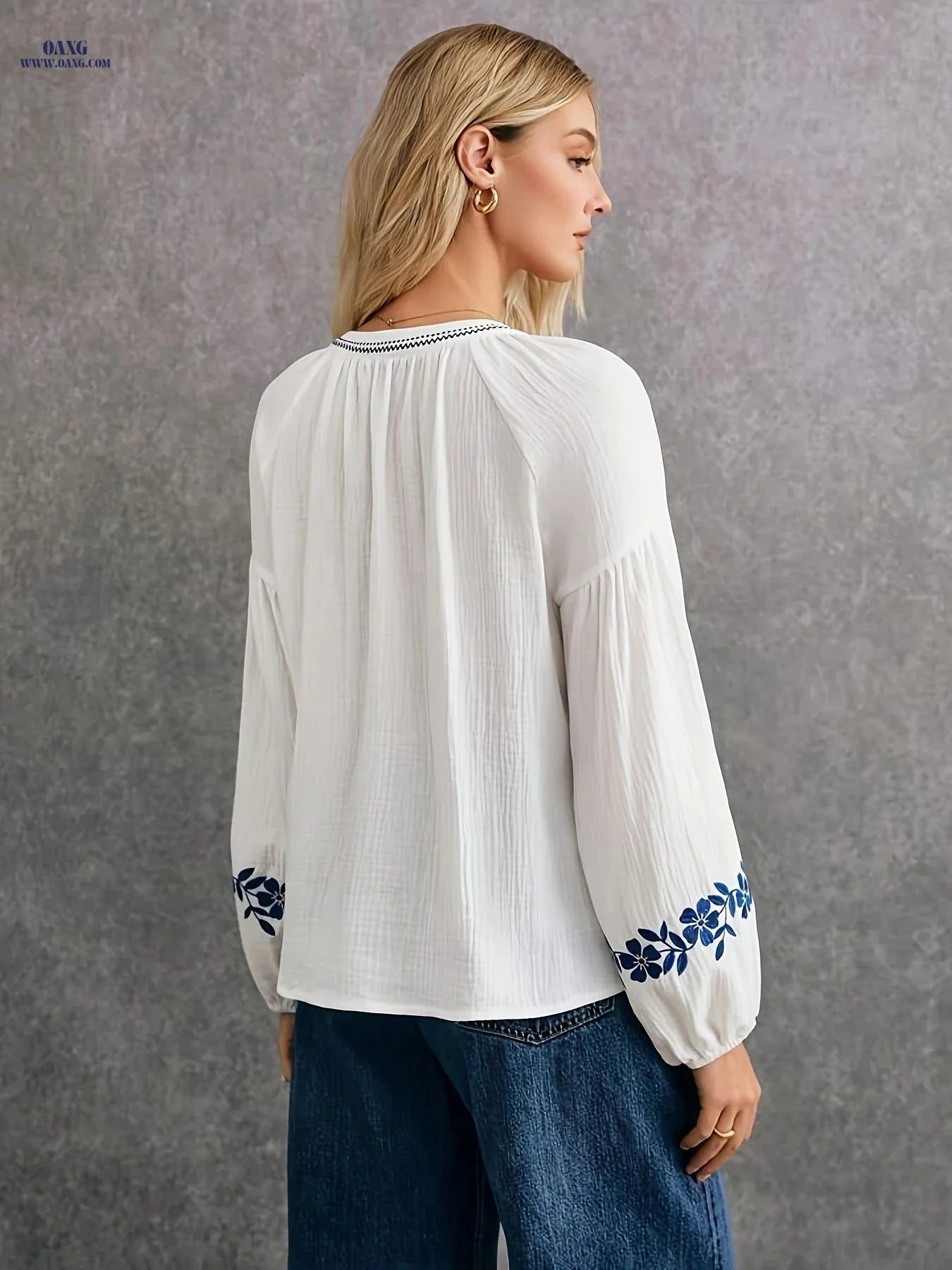Elegant French-Style Embroidered Cotton Shirt - Lightweight & Comfortable   OAXG Matcha Color / XS