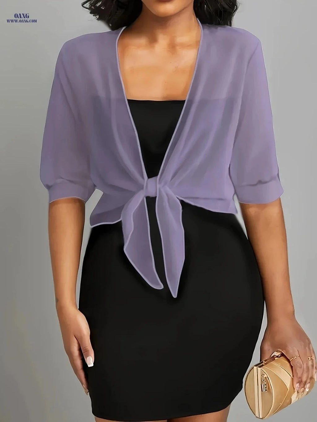Elegant Front-Opening Shawl Shirt - Semi-Transparent Lace-Up Design   OAXG Yellow / S