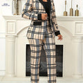 Elegant Geometric Pattern Suit Jacket Set - Spring/Fall Style   OAXG 