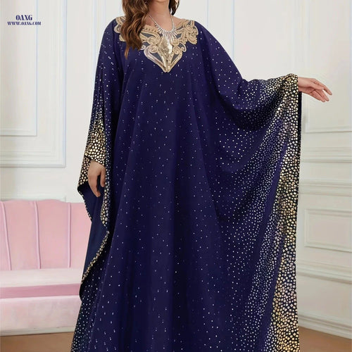 Elegant Golden-Printed Abaya Robe - Luxurious Middle Eastern Style   OAXG Dark Green / One-size