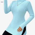 Elegant High-Neck Turtleneck Top - Women's Soft Knit All-Season Wear   OAXG Sky Blue / S
