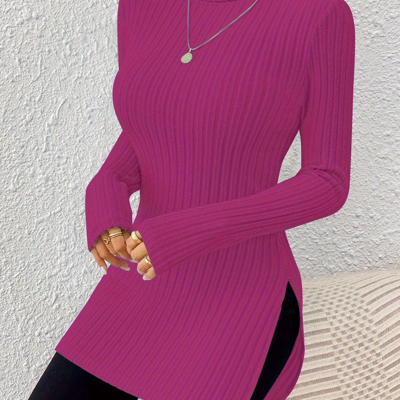 Elegant High-Neck Turtleneck Top - Women's Soft Knit All-Season Wear   OAXG Sky Blue / S