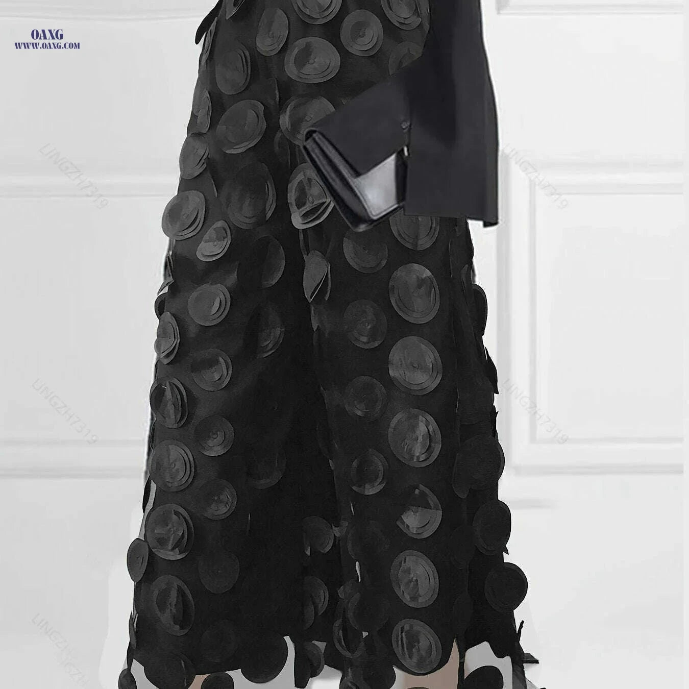 Elegant High-Waist Black Mesh Pants - Slimming Semi-Sheer Design   OAXG 