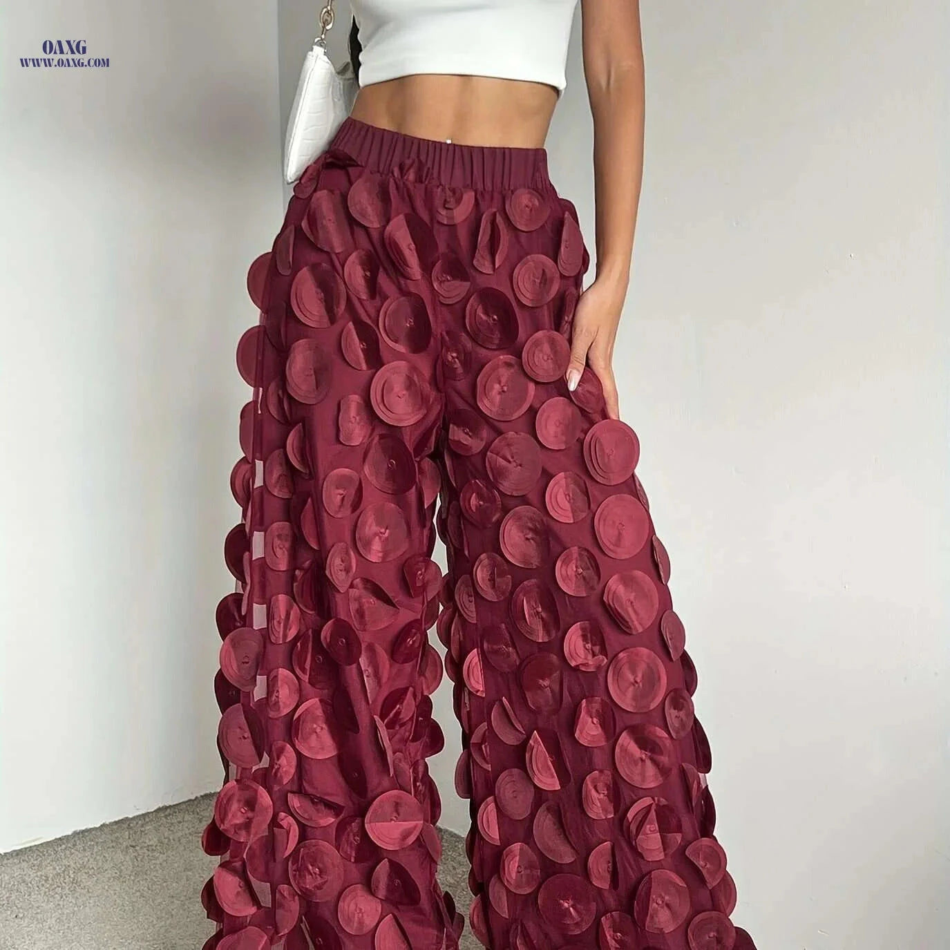 Elegant High-Waist Black Mesh Pants - Slimming Semi-Sheer Design   OAXG 