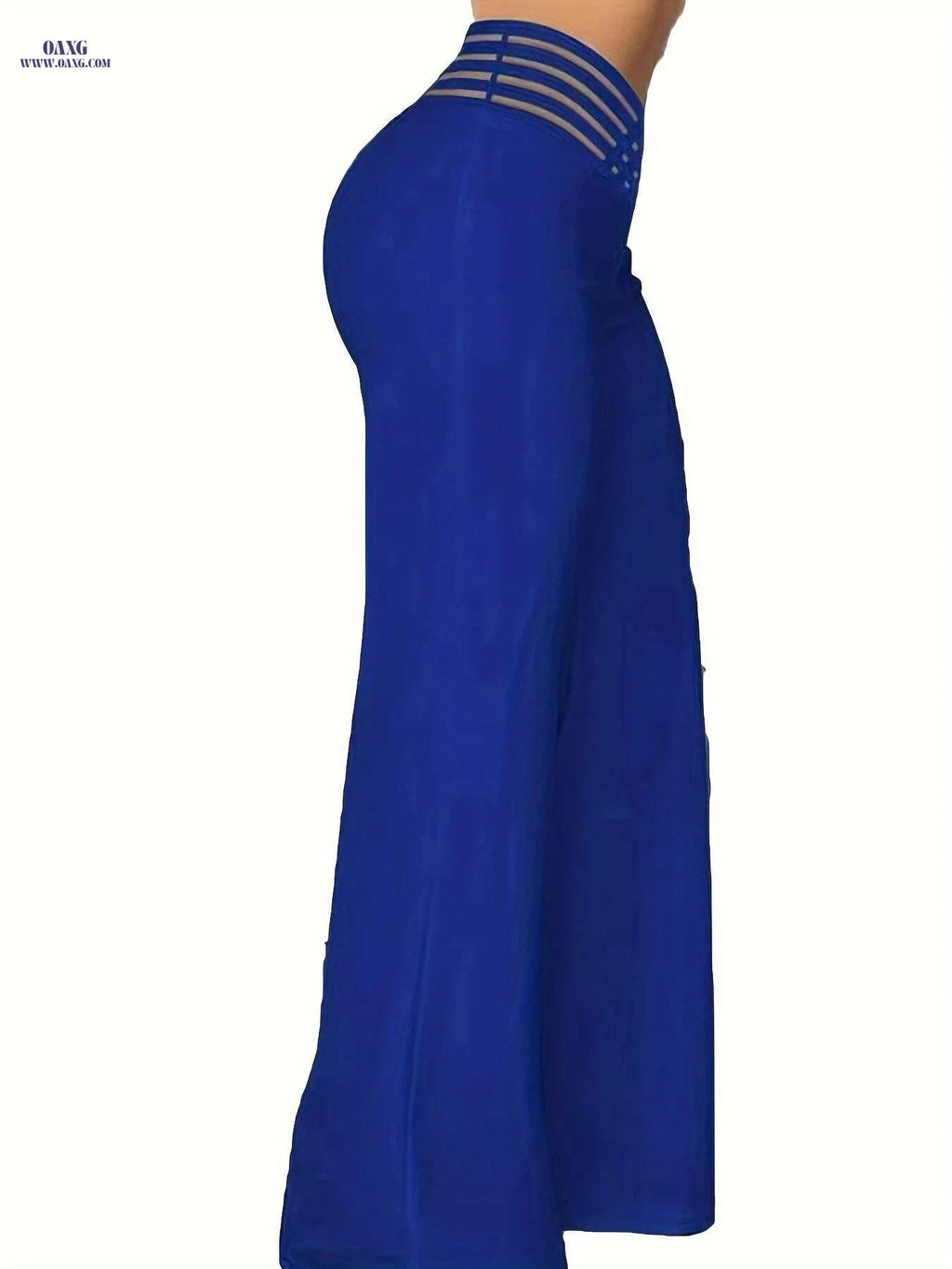 Elegant High-Waist Cross Detail Pants - Solid Color, Machine Washable   OAXG Black / S