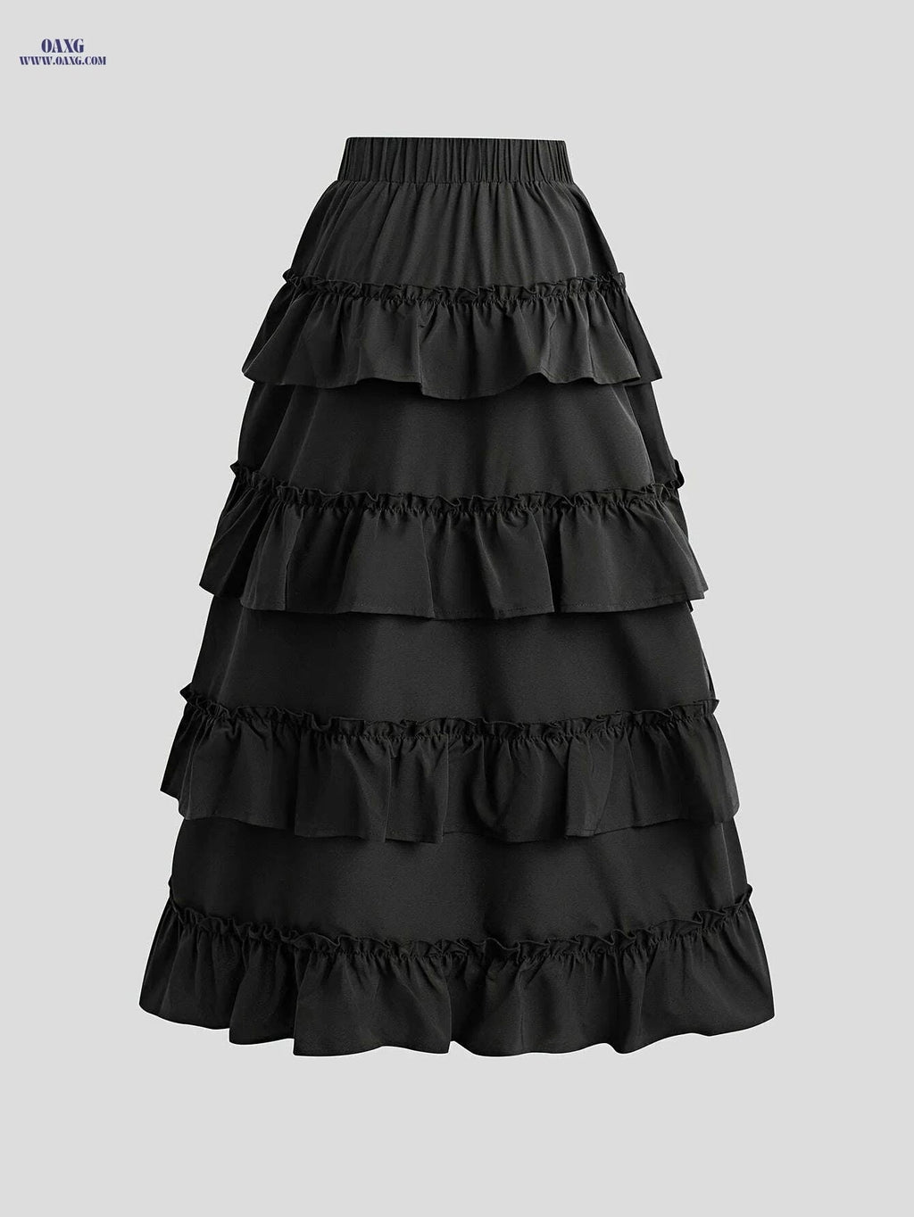 Elegant High Waist Ruffle Trim Asymmetric Skirt for Women   OAXG 