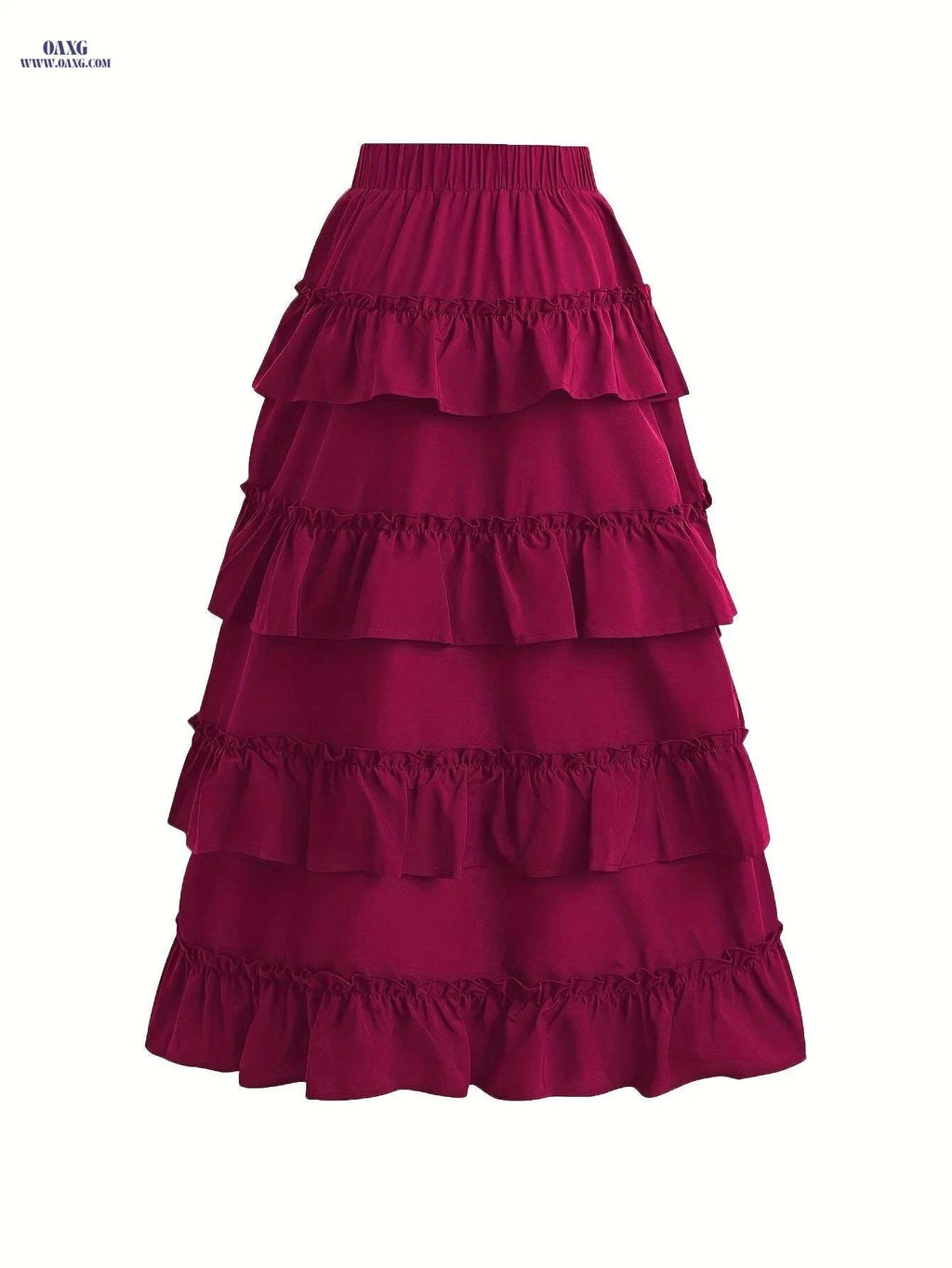 Elegant High Waist Ruffle Trim Asymmetric Skirt for Women   OAXG 