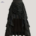 Elegant High Waist Ruffle Trim Asymmetric Skirt for Women   OAXG Black / S