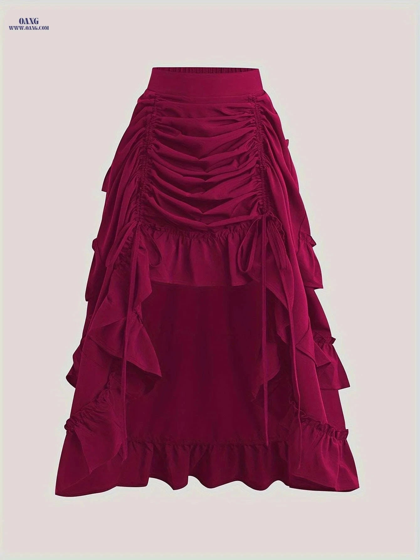 Elegant High Waist Ruffle Trim Asymmetric Skirt for Women   OAXG Black / S