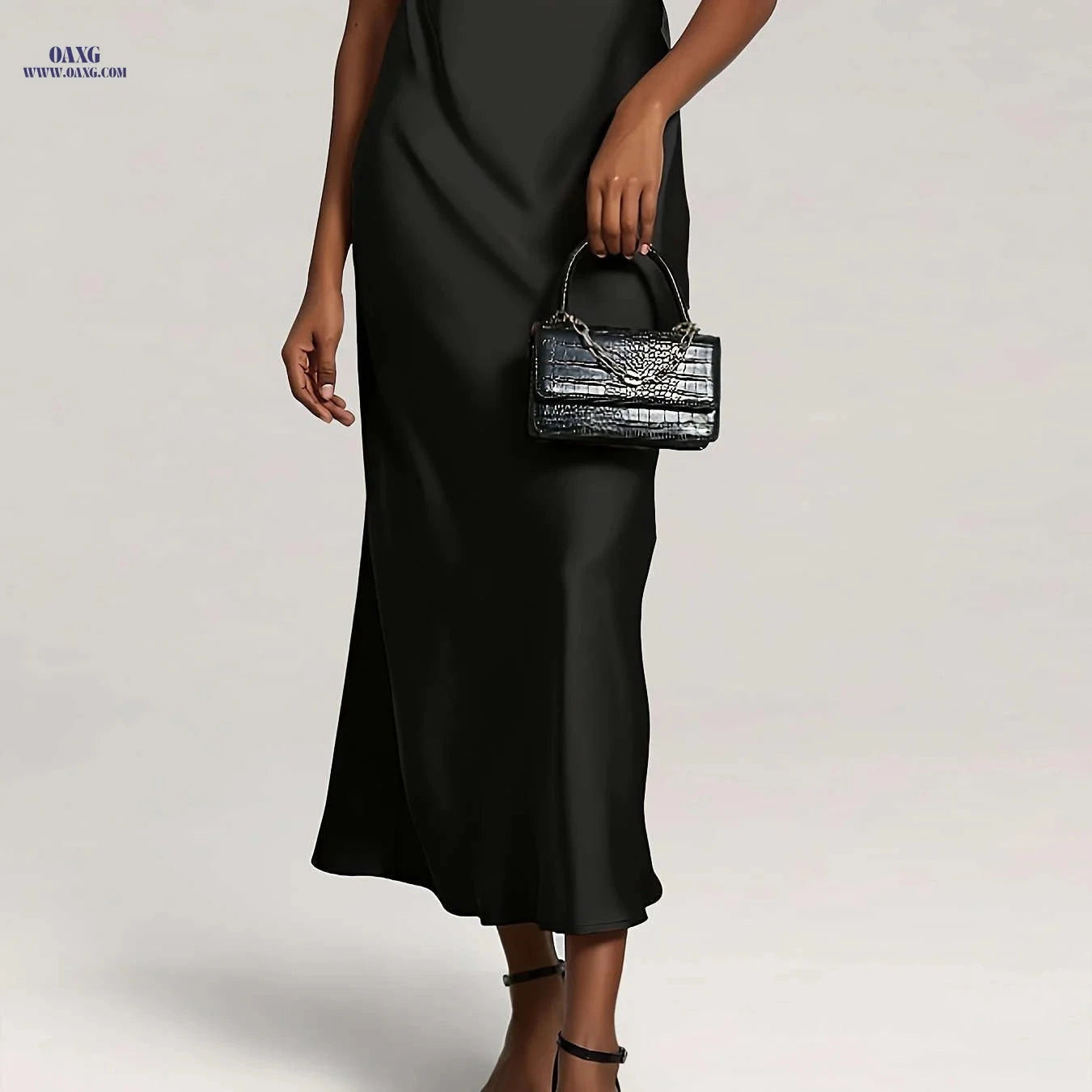Elegant High-Waist Satin Skirt - Solid Color for Parties & Daily Wear   OAXG Army Green / XS