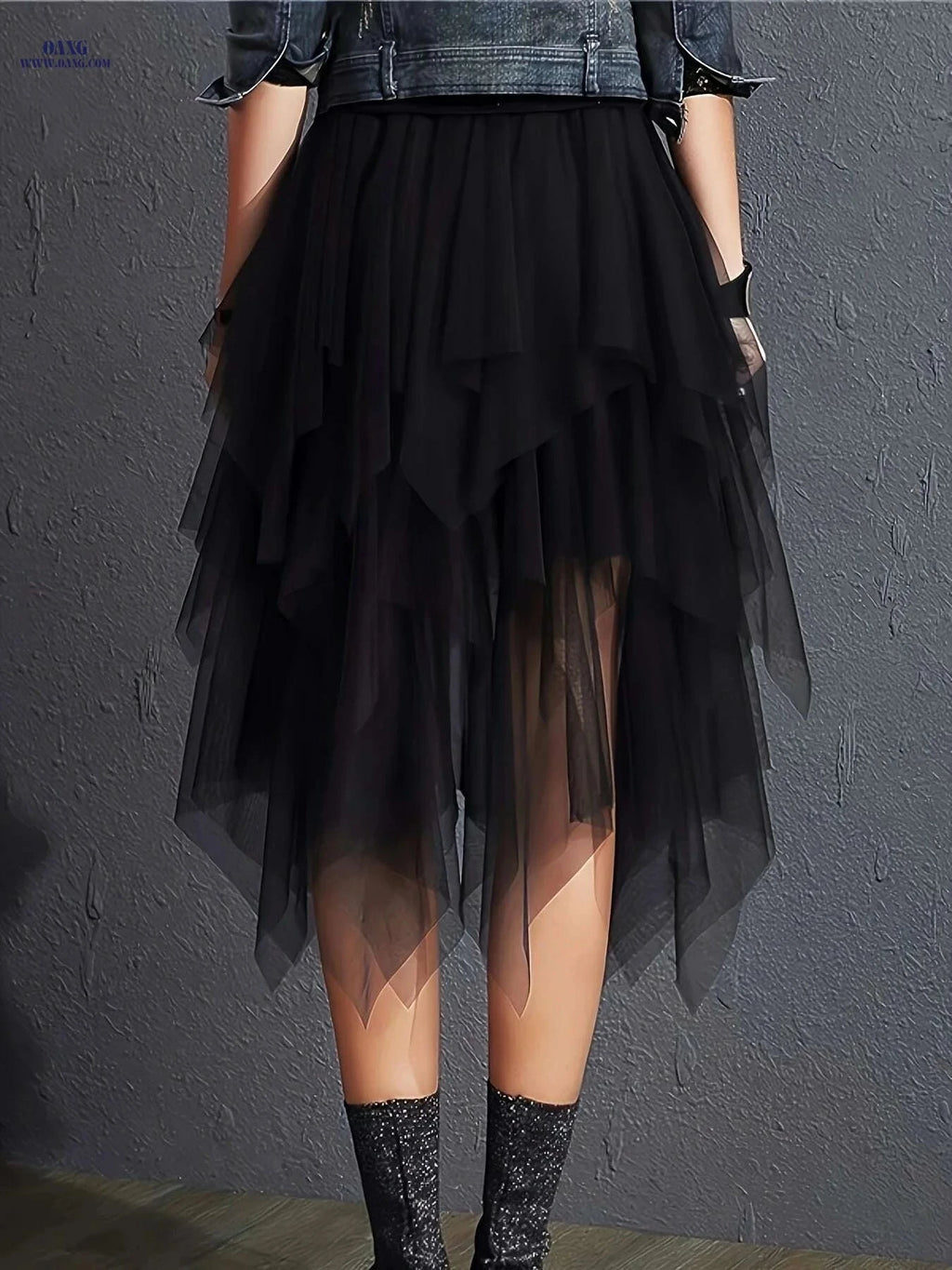 Elegant High-Waist Tulle Skirt - Versatile Solid Color, Loose Fit   OAXG 
