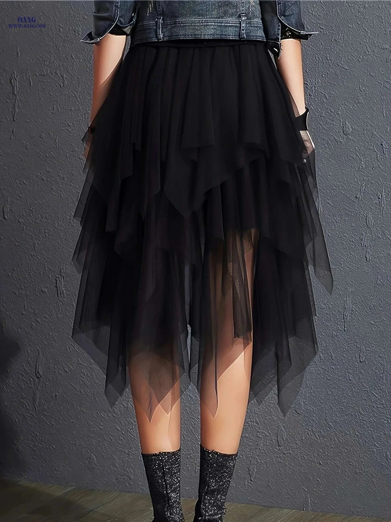 Elegant High-Waist Tulle Skirt - Versatile Solid Color, Loose Fit   OAXG 