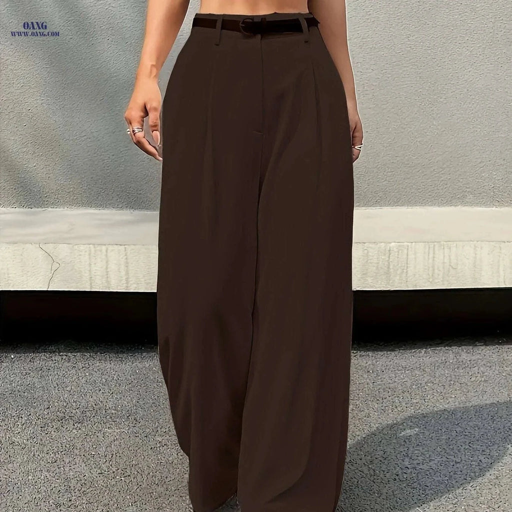 Elegant High-Waist Wide Leg Pants - Comfortable, Multi-functional Style   OAXG Coffee Brown / S