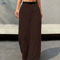 Elegant High-Waist Wide Leg Pants - Comfortable, Multi-functional Style   OAXG Coffee Brown / S