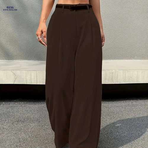 Elegant High-Waist Wide Leg Pants - Comfortable, Multi-functional Style   OAXG Coffee Brown / S