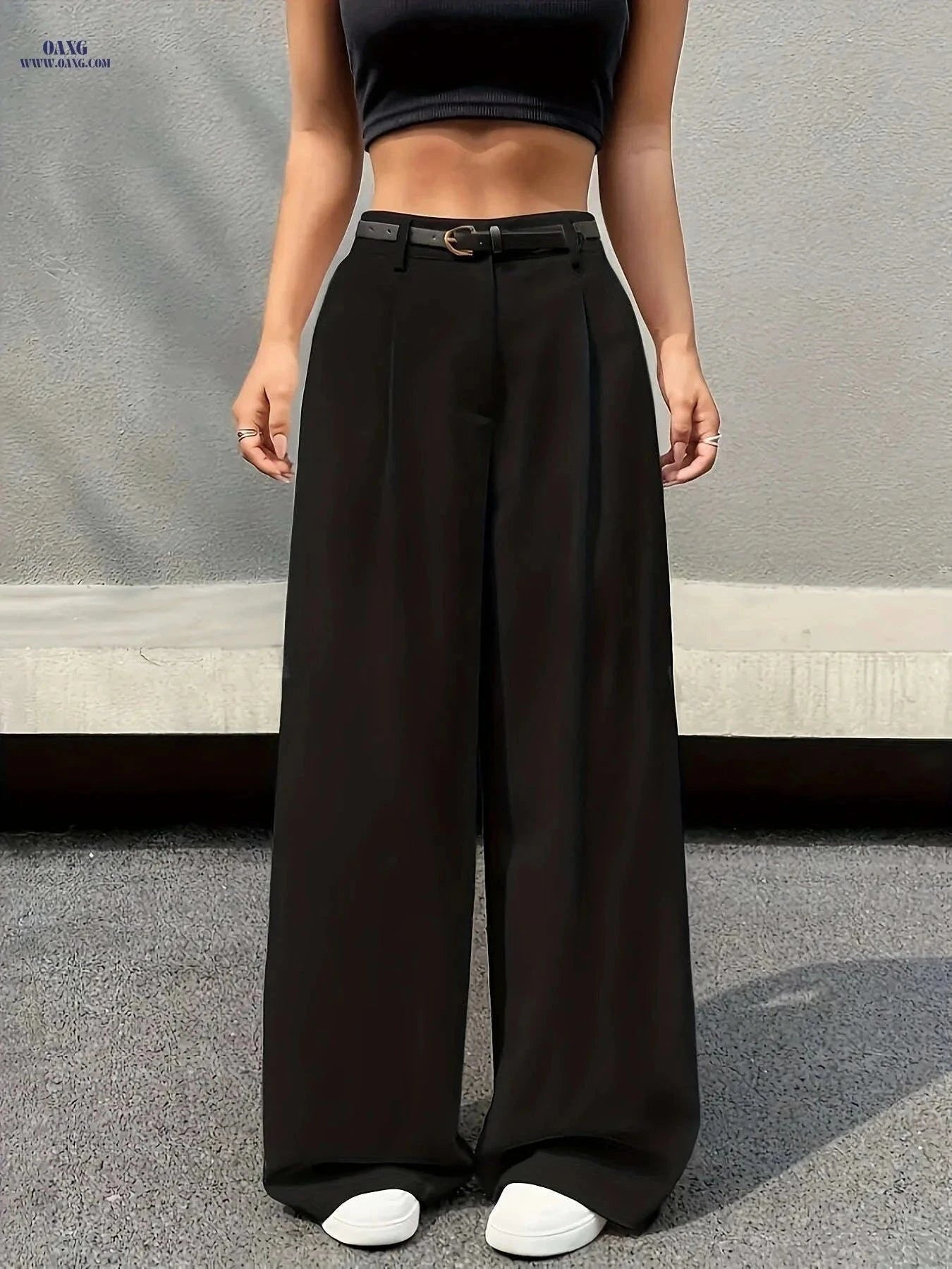 Elegant High-Waist Wide Leg Pants - Comfortable, Multi-functional Style   OAXG Coffee Brown / S