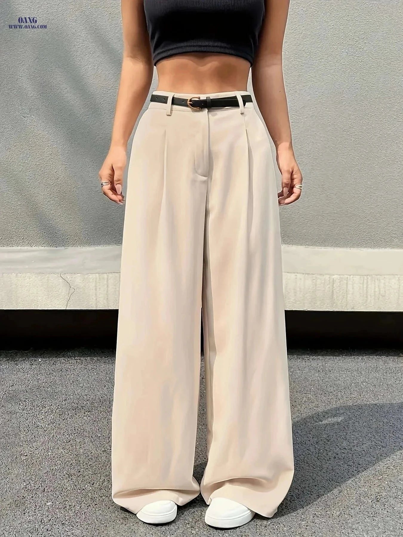 Elegant High-Waist Wide Leg Pants - Comfortable, Multi-functional Style   OAXG Coffee Brown / S