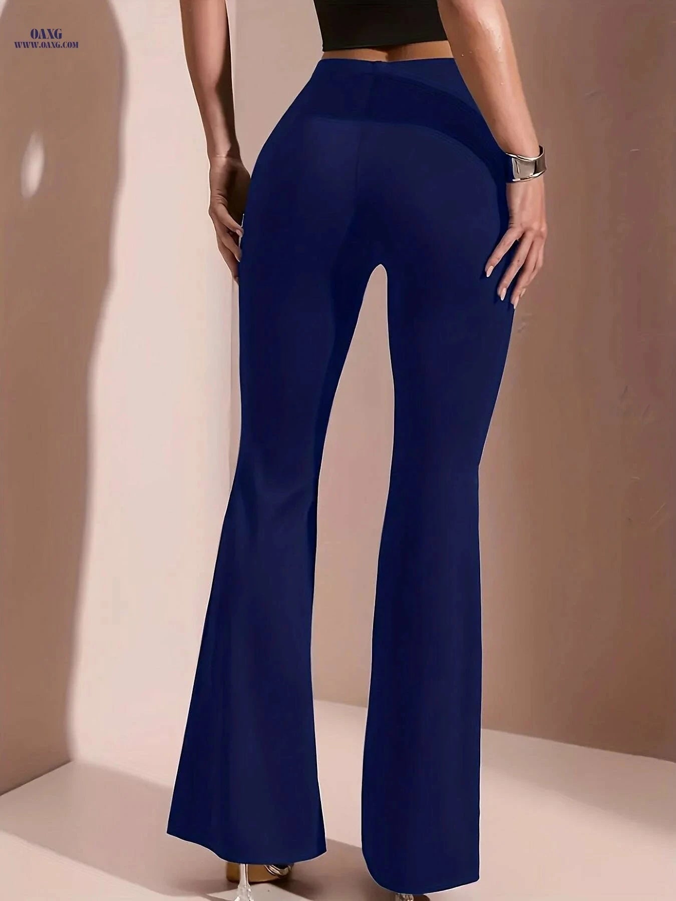 Elegant High-Waisted Flared Pants - Stylish Wide Leg Design   OAXG 