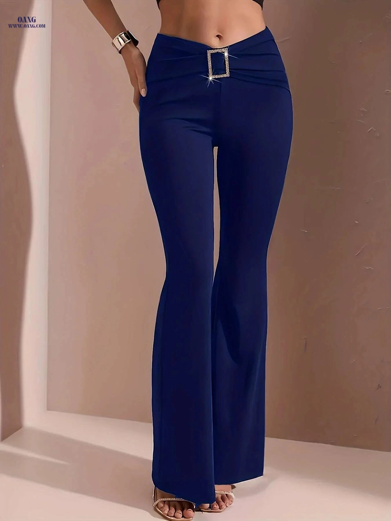 Elegant High-Waisted Flared Pants - Stylish Wide Leg Design   OAXG 