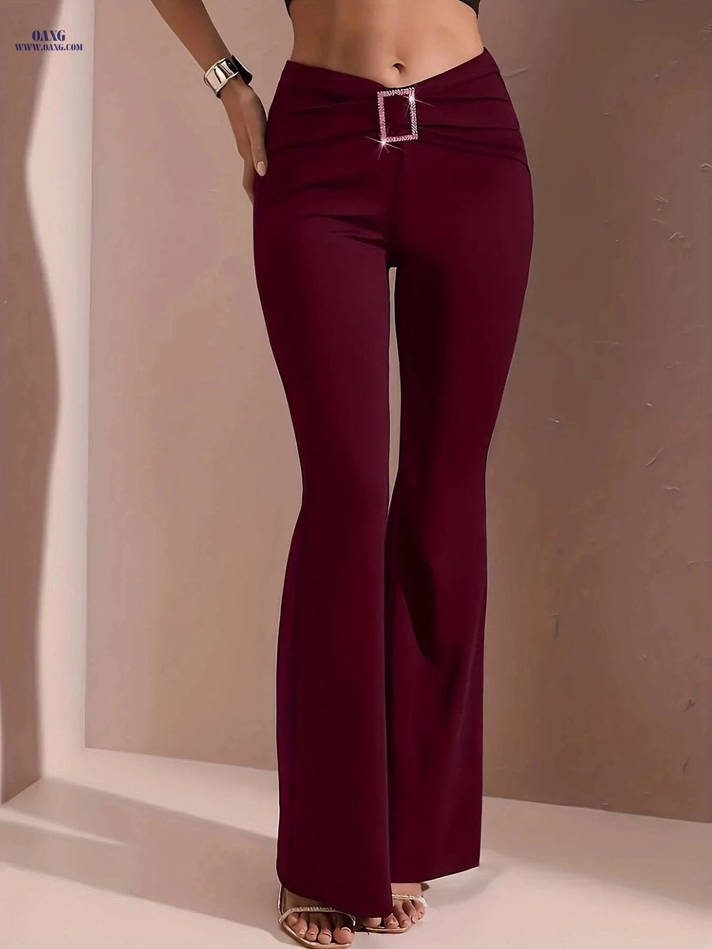 Elegant High-Waisted Flared Pants - Stylish Wide Leg Design   OAXG 