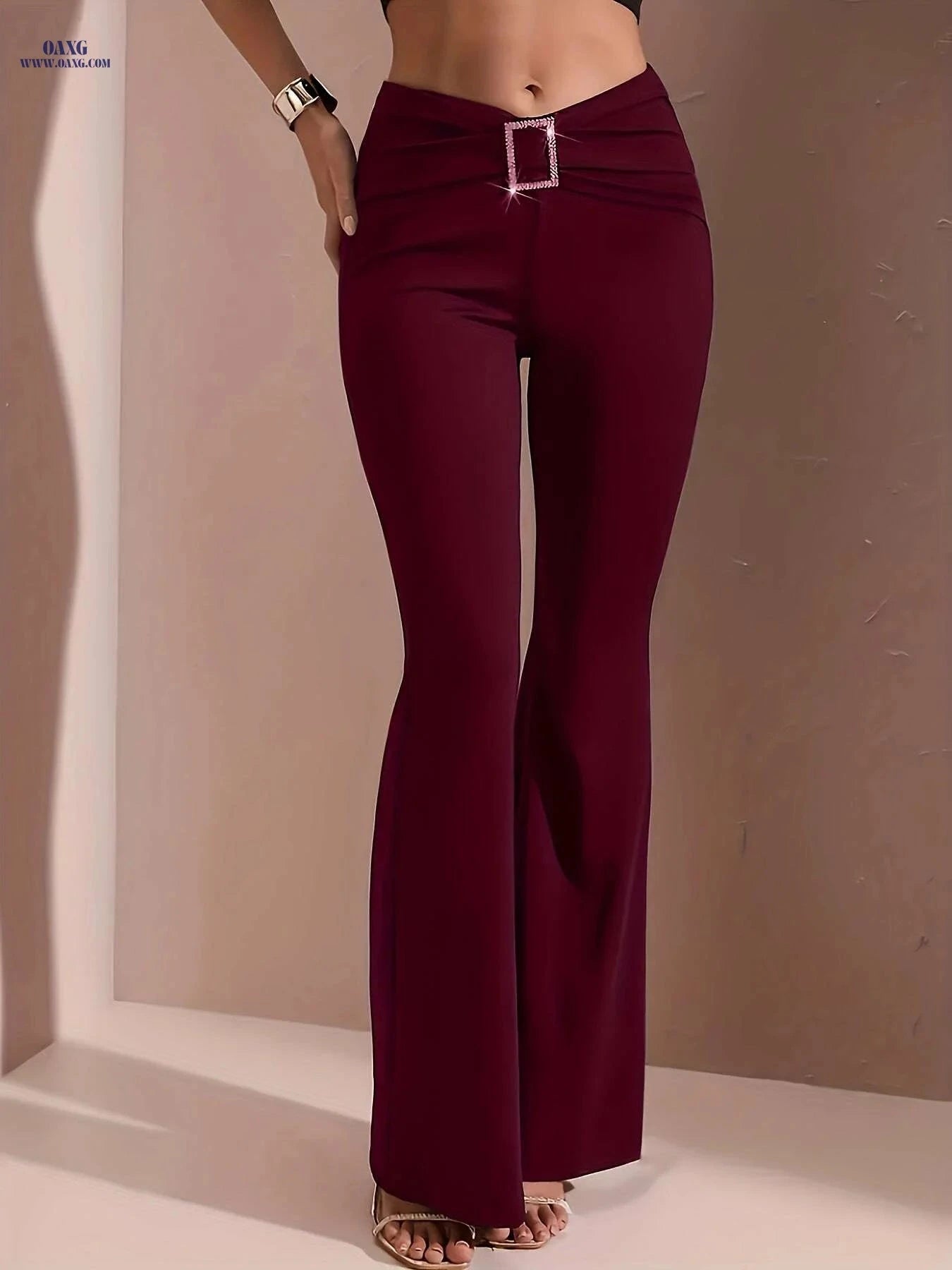 Elegant High-Waisted Flared Pants - Stylish Wide Leg Design   OAXG 