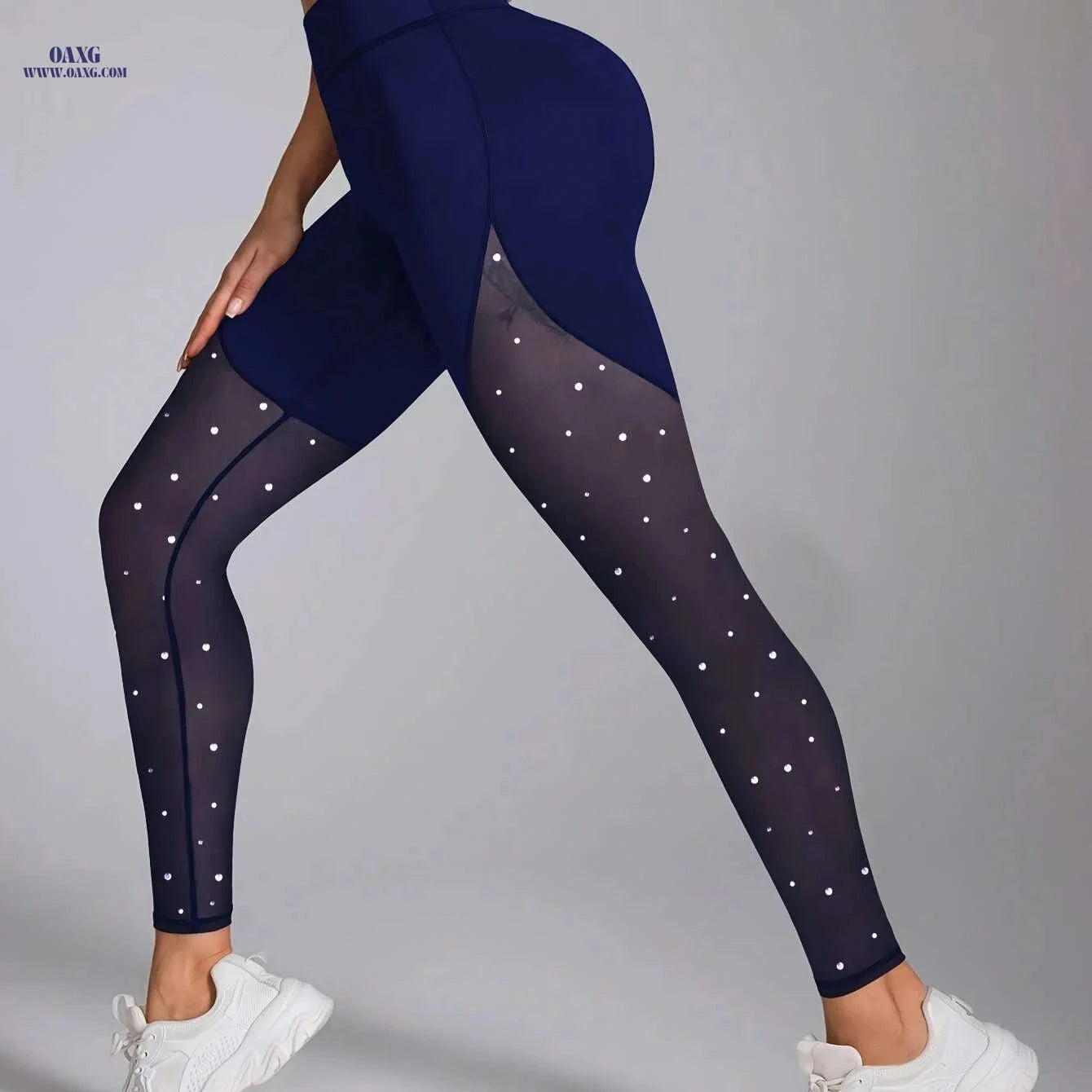 Elegant High-Waisted Glittery Leggings - Stretchy Breathable Fitness Wear   OAXG 