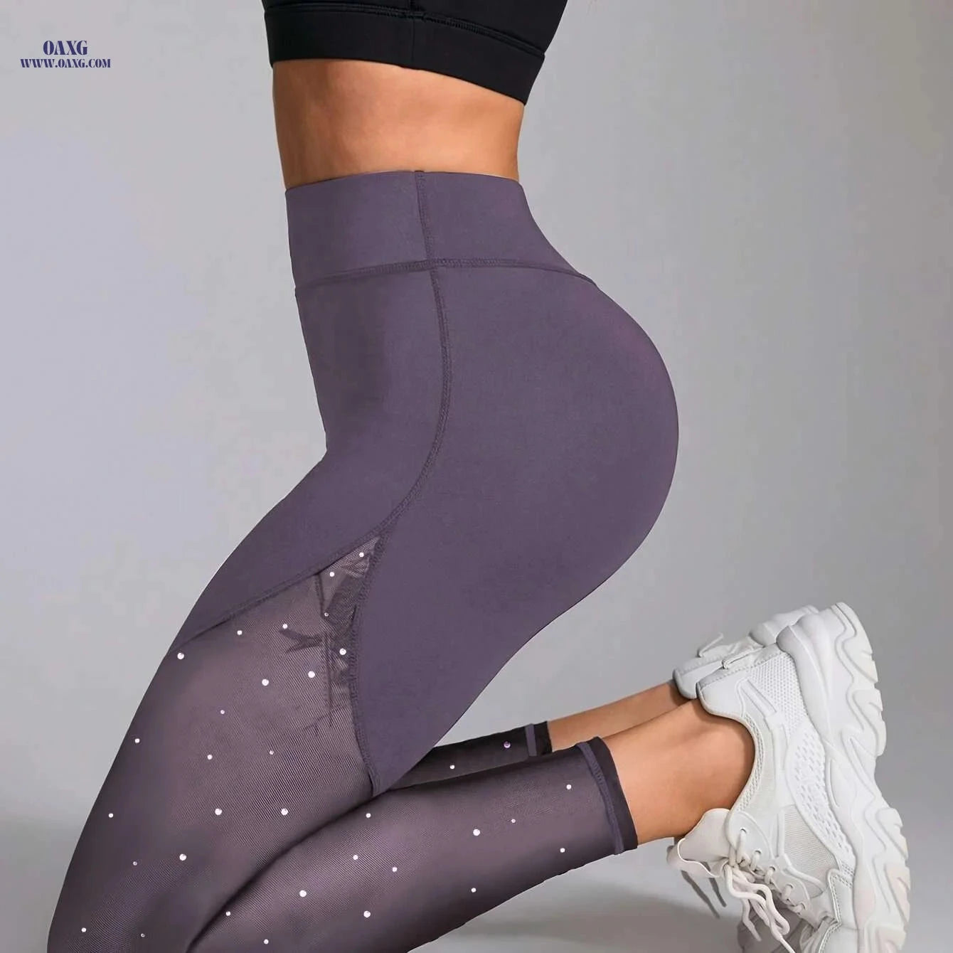 Elegant High-Waisted Glittery Leggings - Stretchy Breathable Fitness Wear   OAXG 