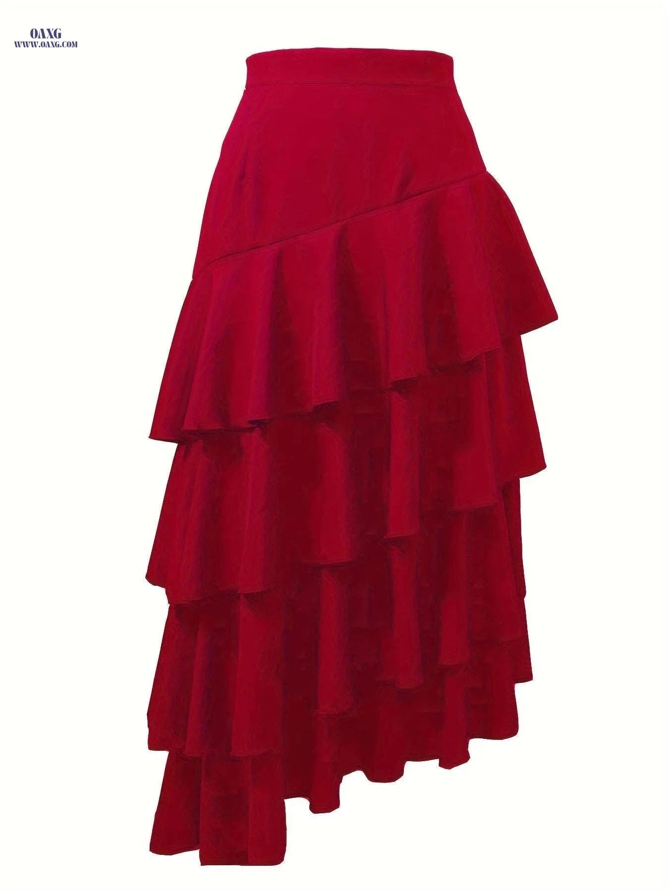 Elegant High-Waisted Patchwork Skirt for Women - Flared A-Line Design   OAXG 