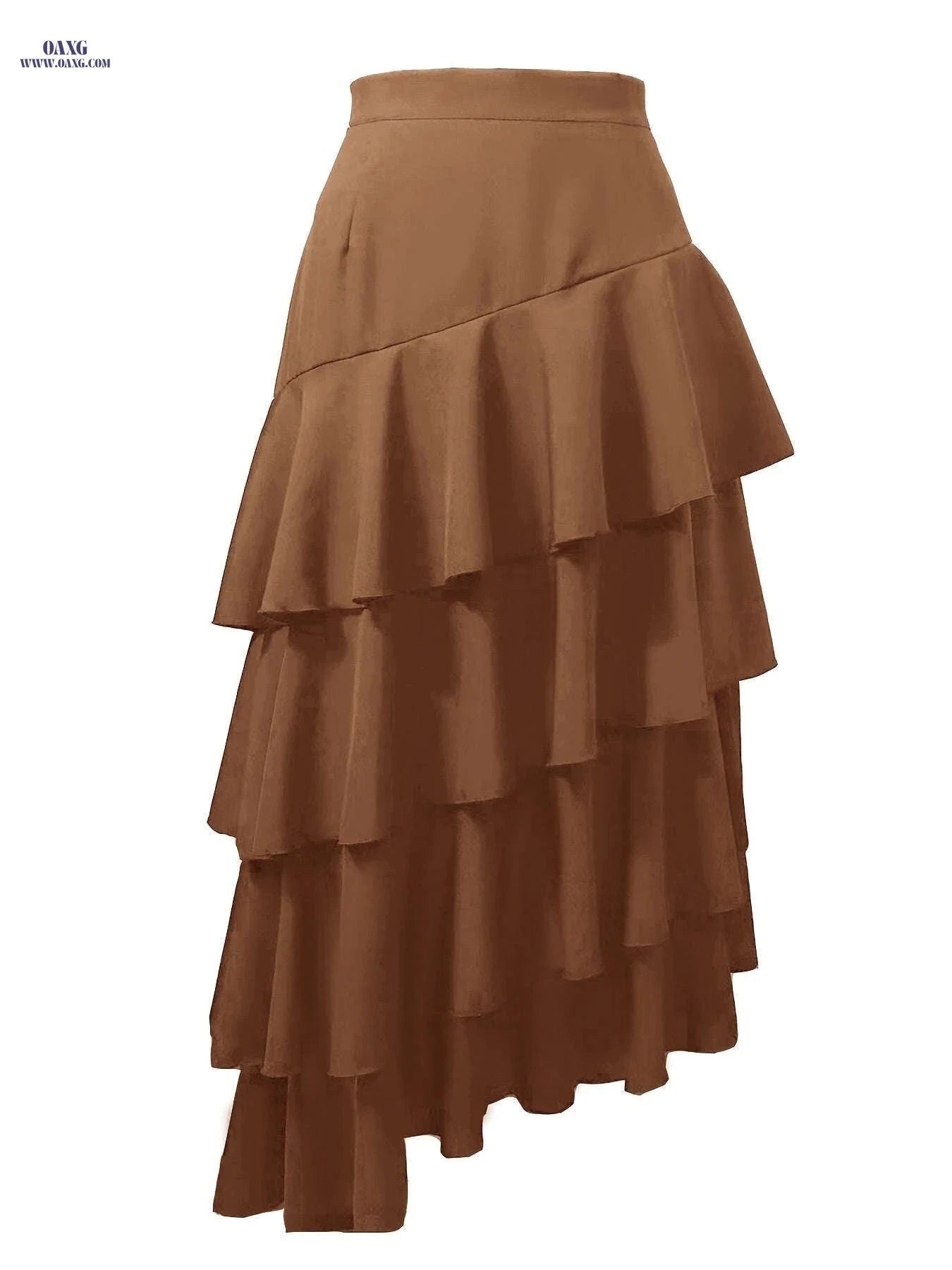 Elegant High-Waisted Patchwork Skirt for Women - Flared A-Line Design   OAXG Black / S