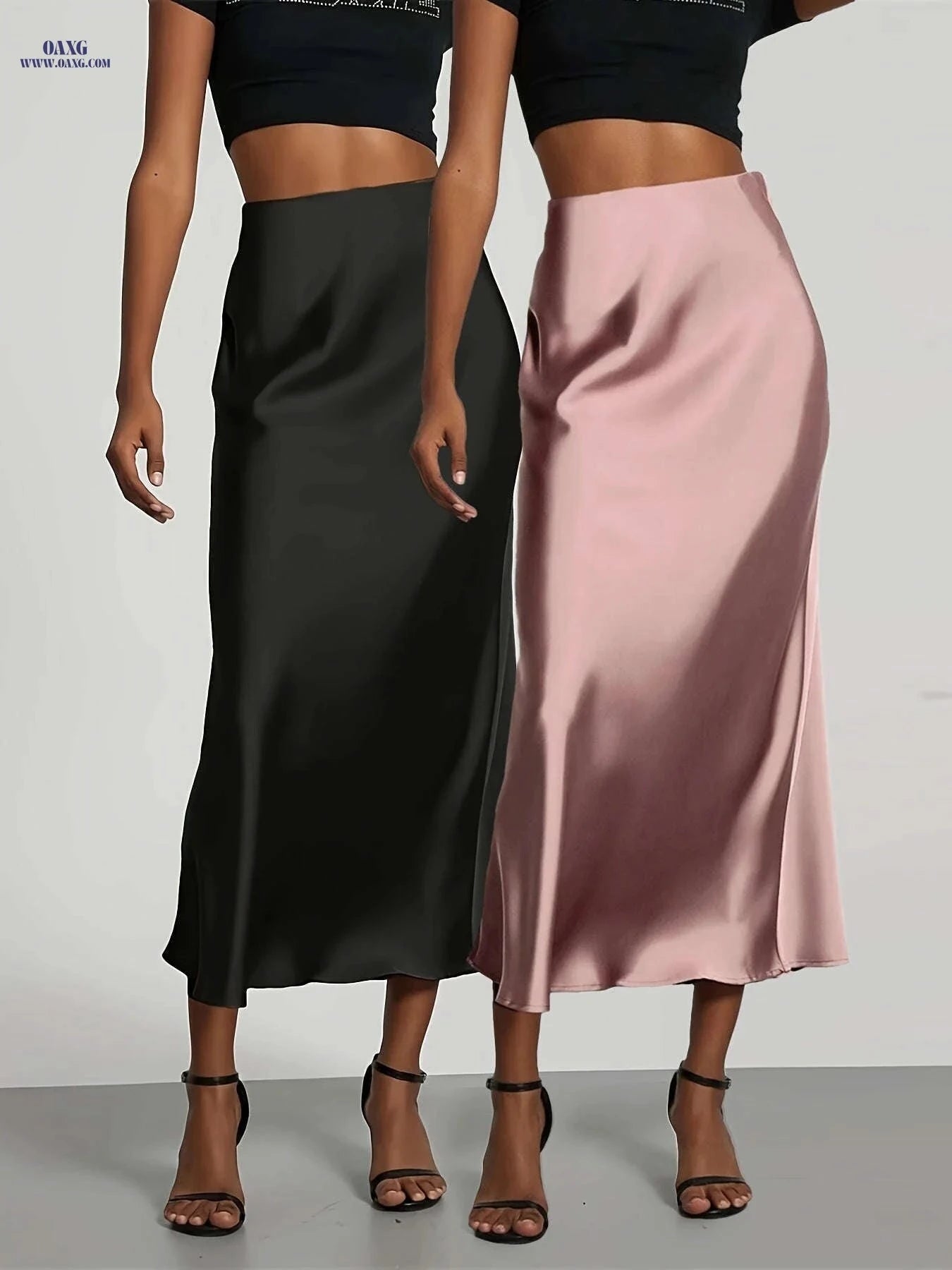 Elegant High-Waisted Satin Skirt for Women - Perfect for All Seasons   OAXG 