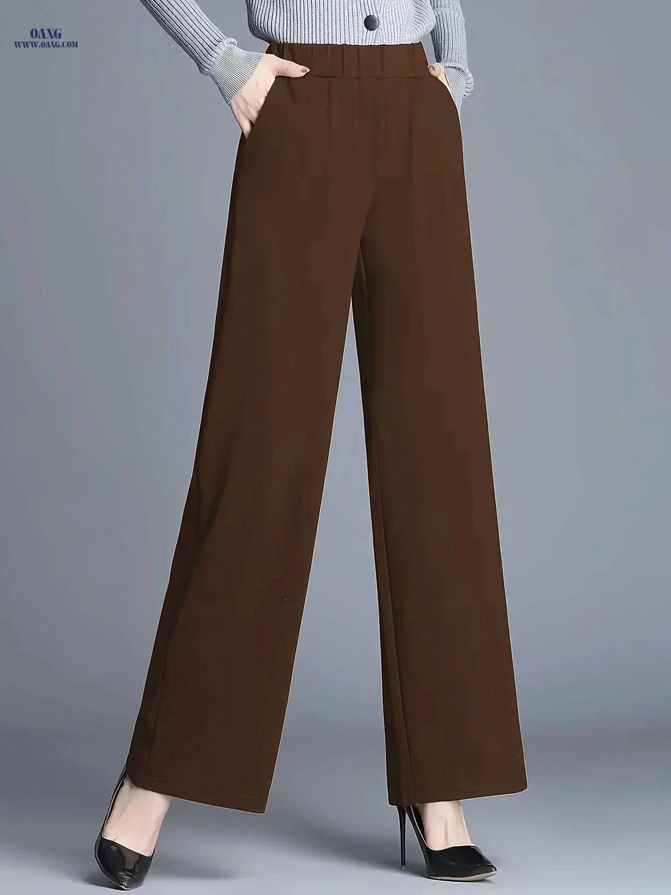 Elegant High-Waisted Straight-Leg Pants - Casual & Chic Women’s Trousers   OAXG 