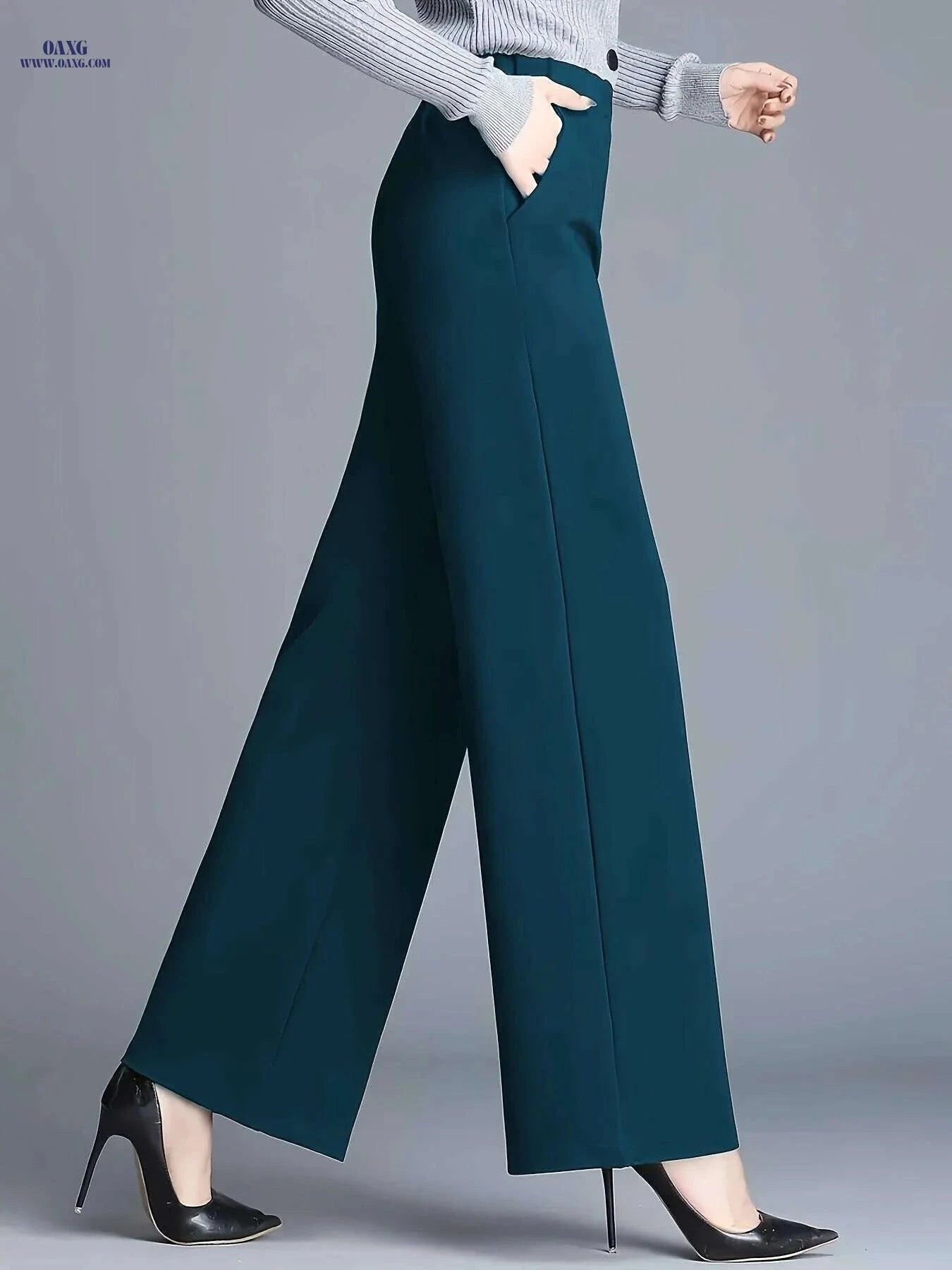 Elegant High-Waisted Straight-Leg Pants - Casual & Chic Women’s Trousers   OAXG Dark Brown / XS