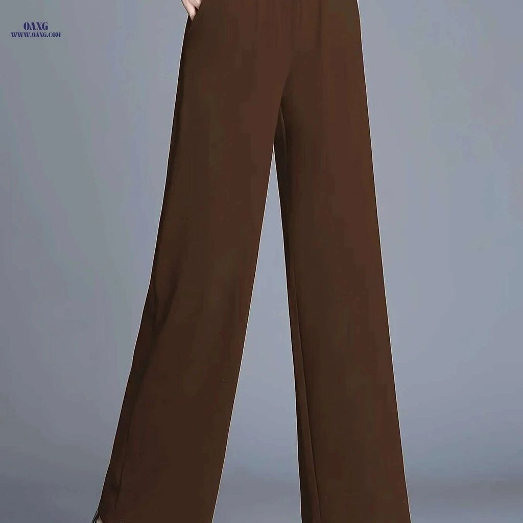 Elegant High-Waisted Straight-Leg Pants - Casual & Chic Women’s Trousers   OAXG 