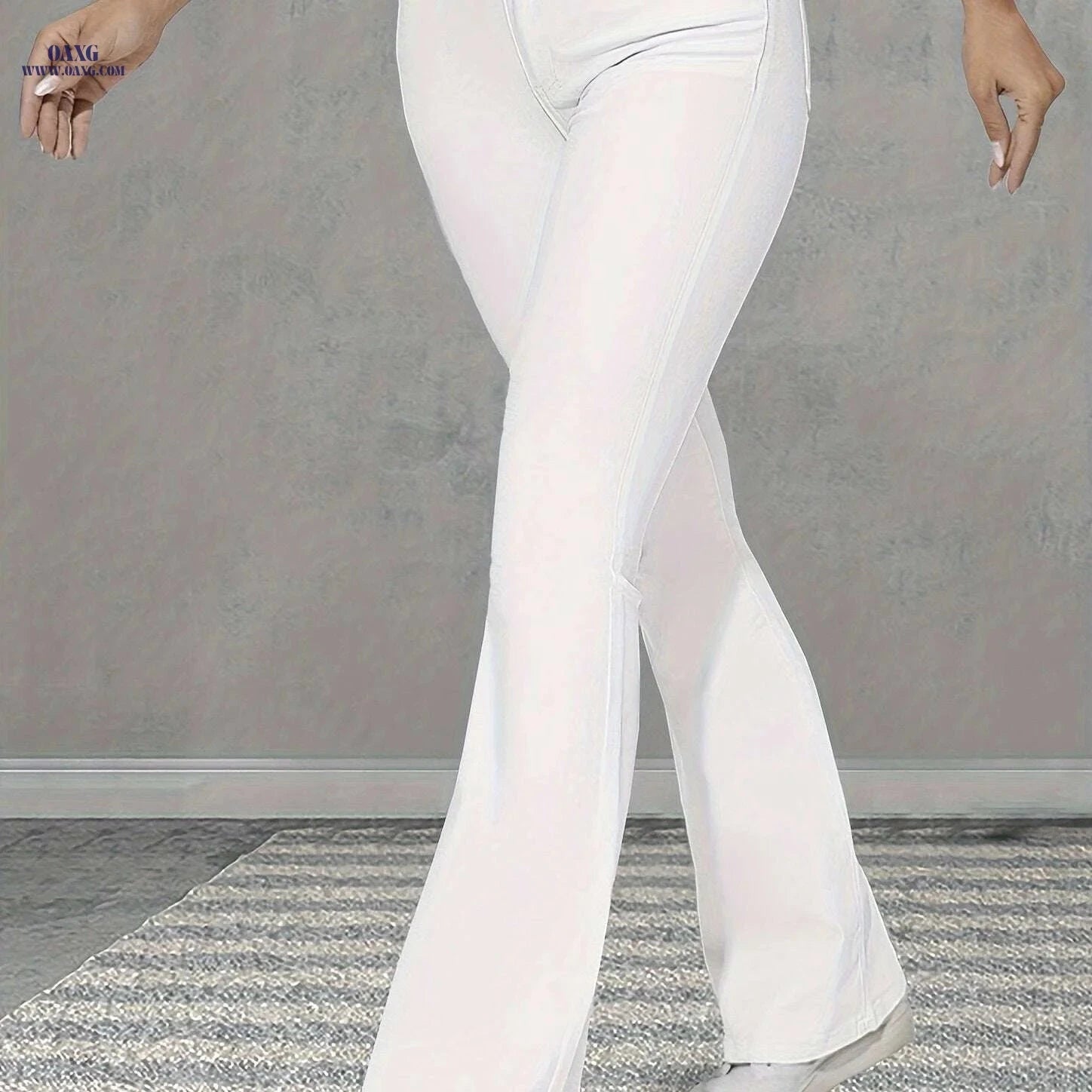 Elegant High-Waisted Stretch Jeans - Flare Leg, Classic Fit for Women   OAXG White / XS
