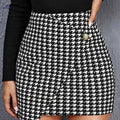 Elegant Houndstooth Mini Skirt for Women - All-Season Knit Style   OAXG 