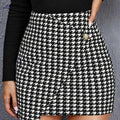 Elegant Houndstooth Mini Skirt for Women - Versatile All-Season Style   OAXG Mixed Color / XS