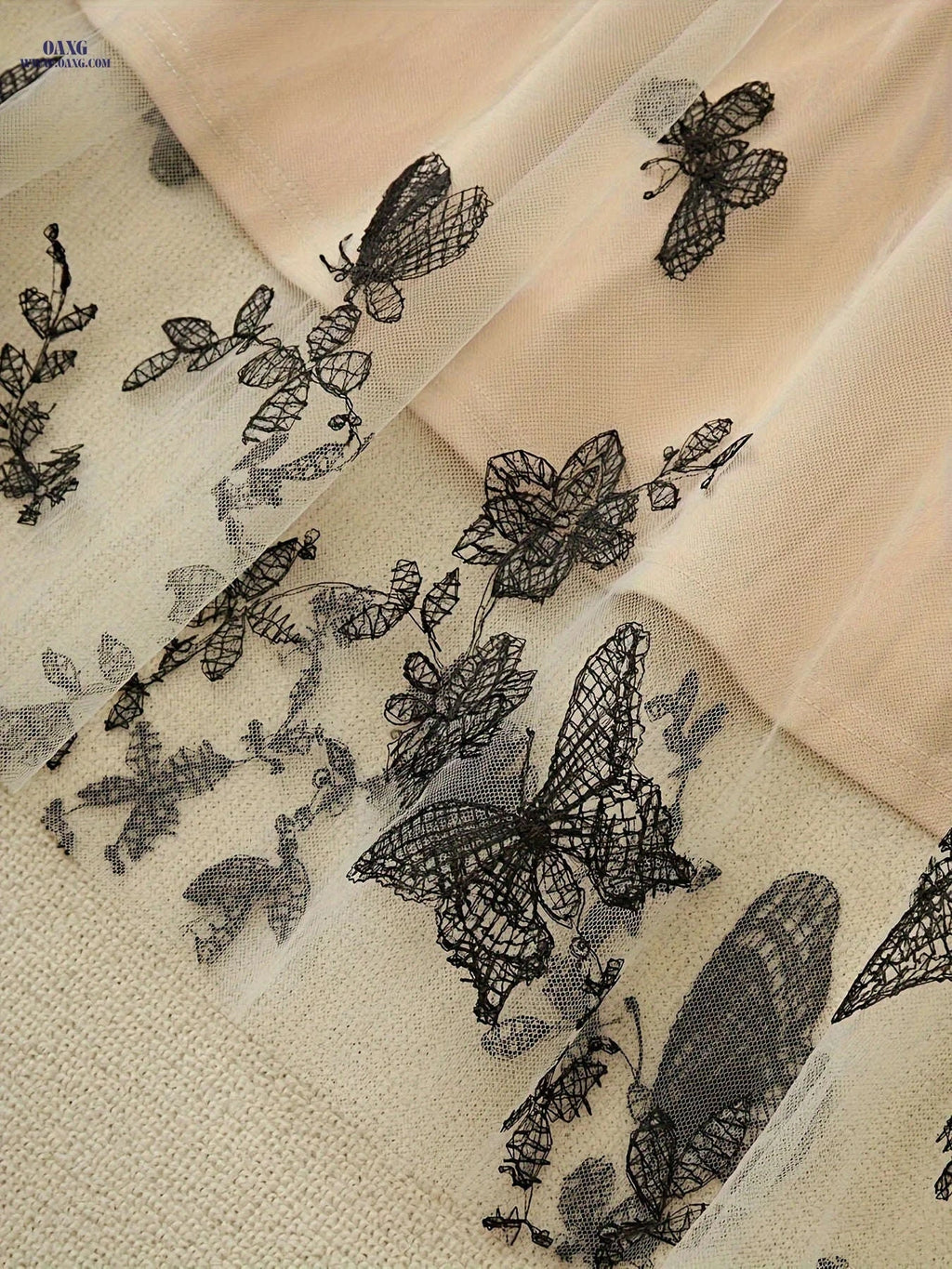 Elegant Lace & Tulle Cami Dress - Backless Sleeveless Design for Summer   OAXG Black+Apricot / S