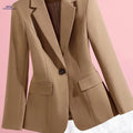 Elegant Ladies' Blazer 2025 - Long Sleeve, Solid Color for Office   OAXG ginger-colored / L