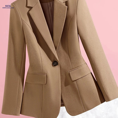 Elegant Ladies' Blazer 2025 - Long Sleeve, Solid Color for Office   OAXG ginger-colored / L