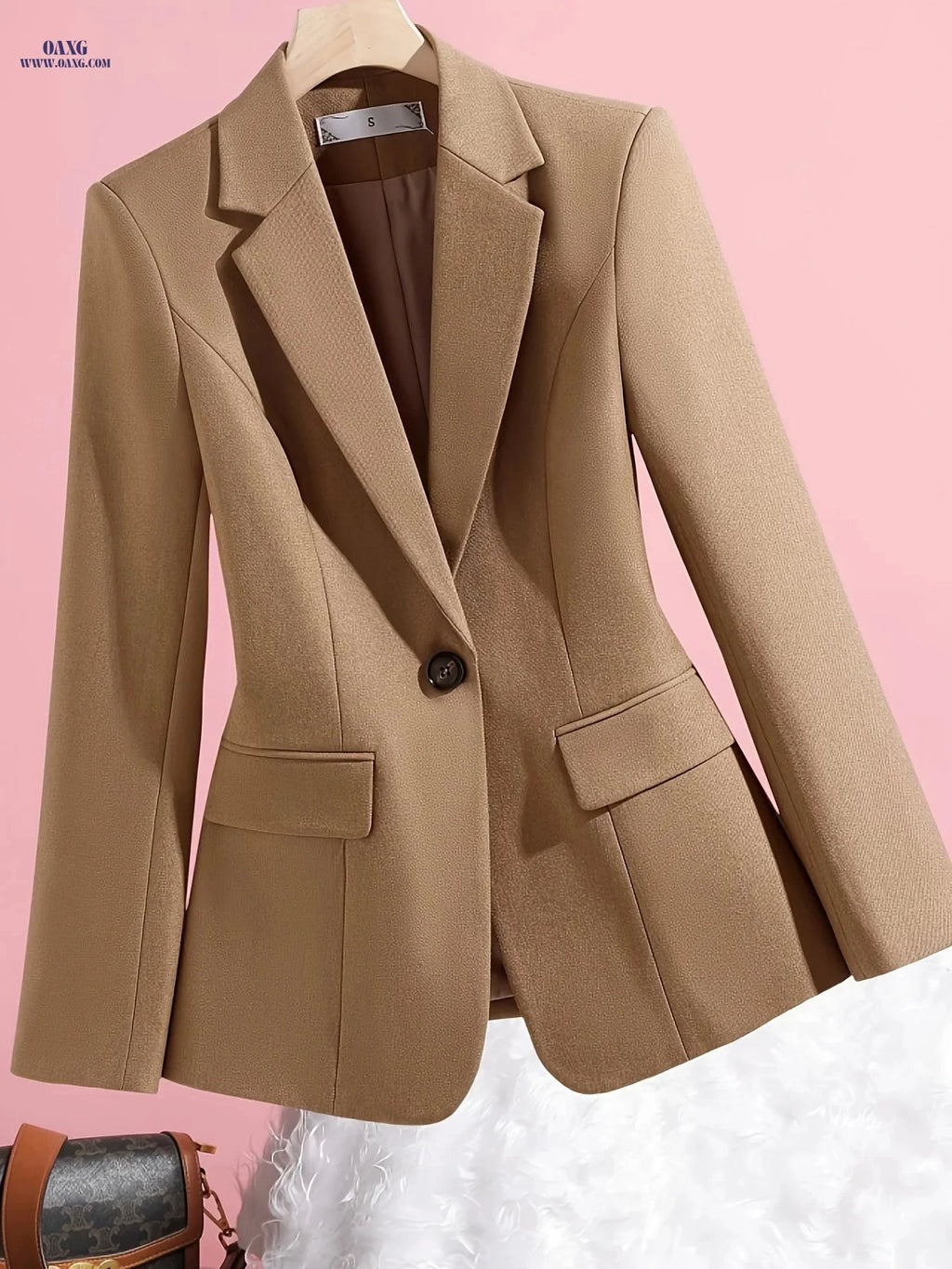 Elegant Ladies' Blazer 2025 - Long Sleeve, Solid Color for Office   OAXG ginger-colored / L
