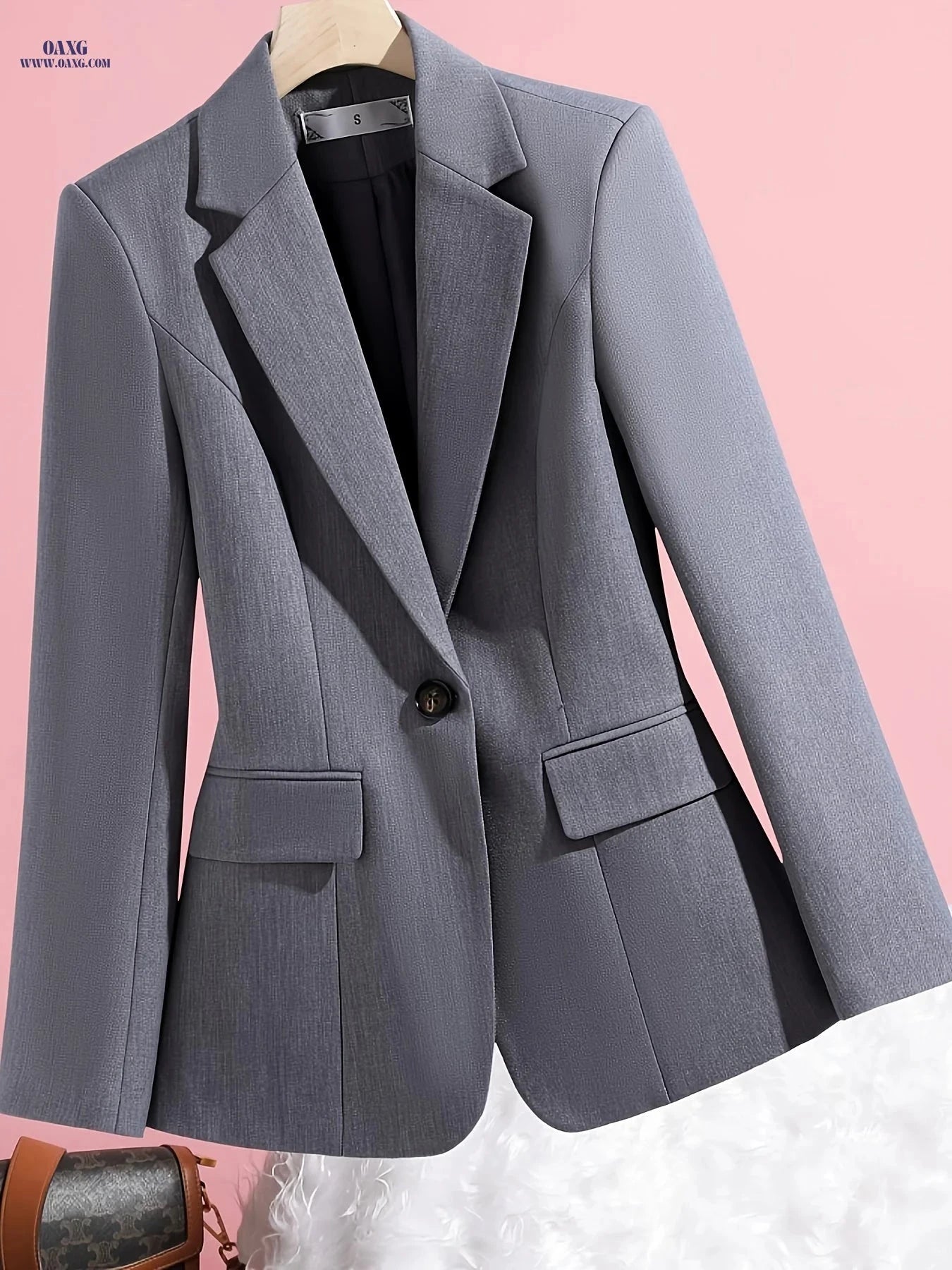 Elegant Ladies' Blazer 2025 - Long Sleeve, Solid Color for Office   OAXG ginger-colored / L