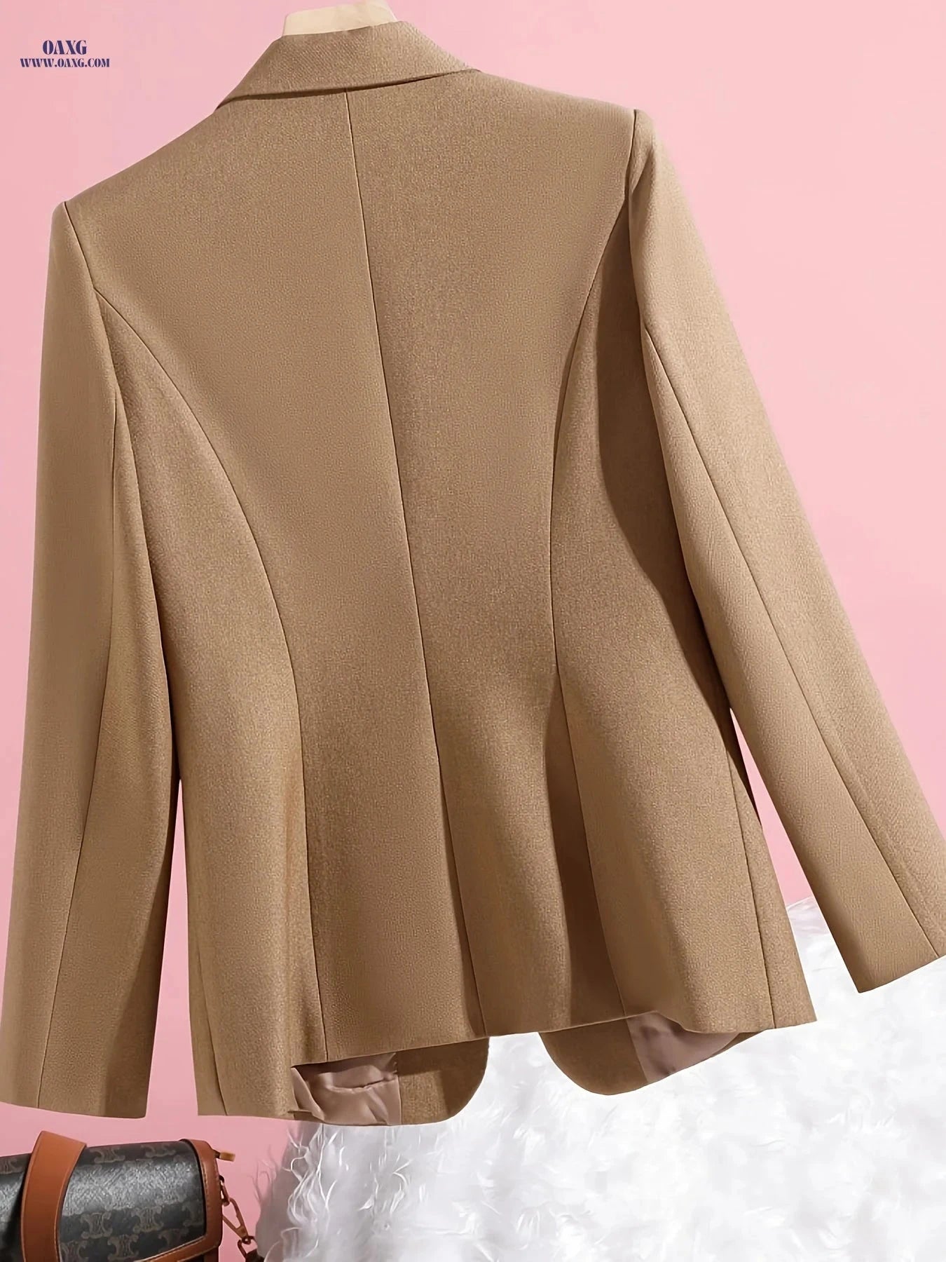 Elegant Ladies' Blazer 2025 - Long Sleeve, Solid Color for Office   OAXG ginger-colored / L