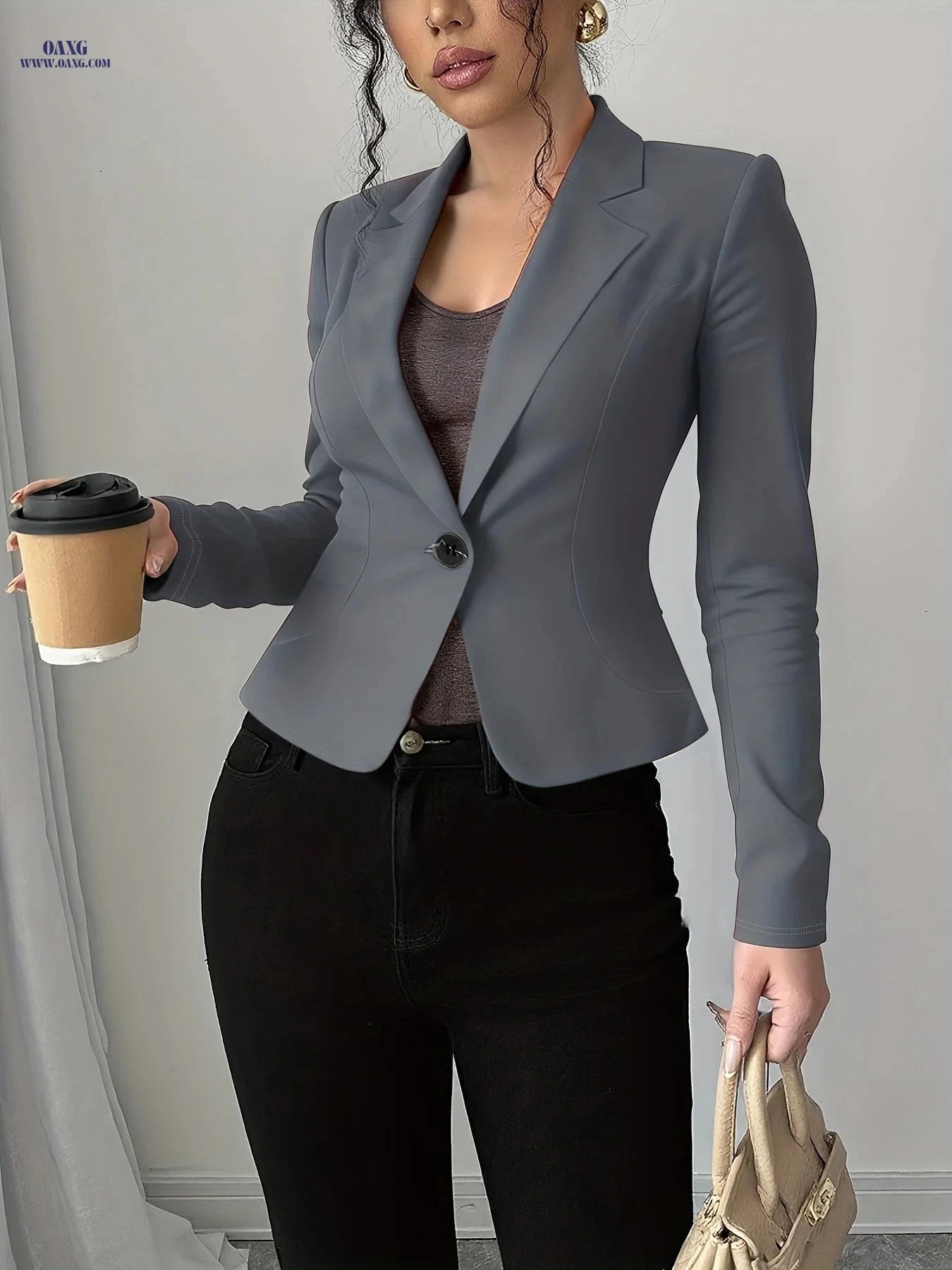 Elegant Ladies Blazer Tops - Versatile Spring & Autumn Fashion   OAXG 