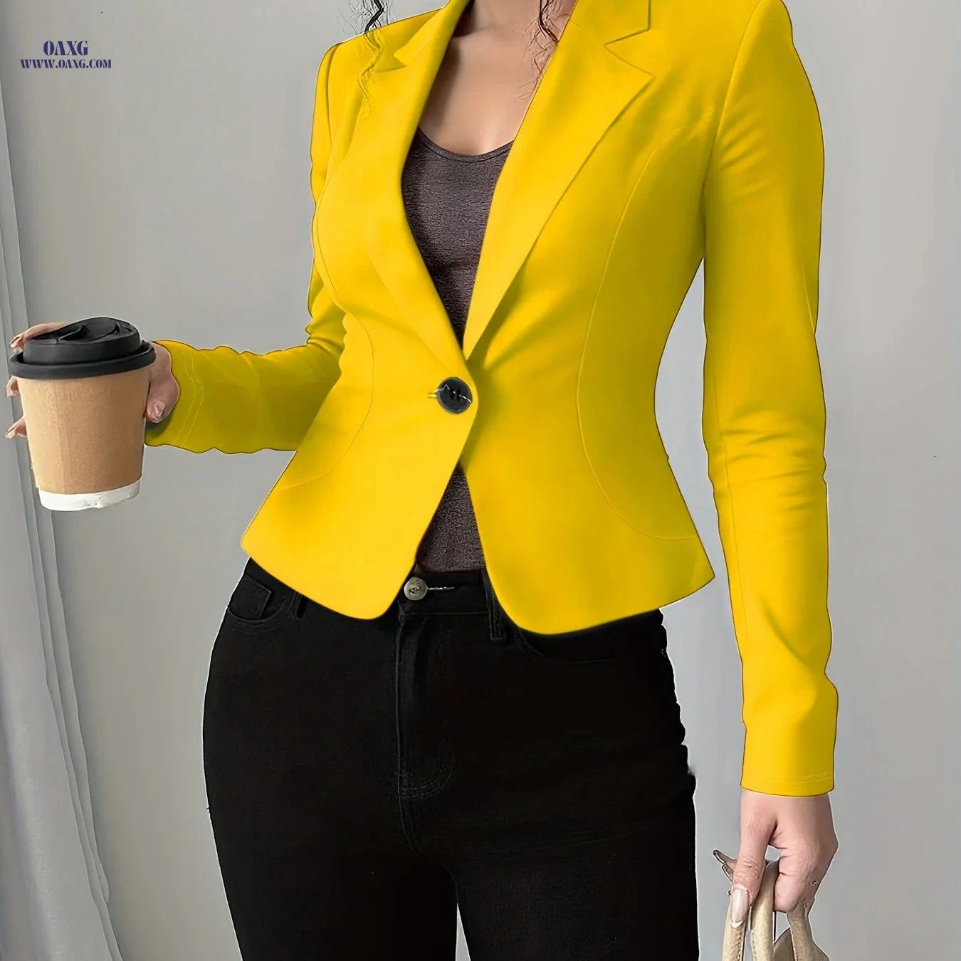Elegant Ladies Blazer Tops - Versatile Spring & Autumn Fashion   OAXG 