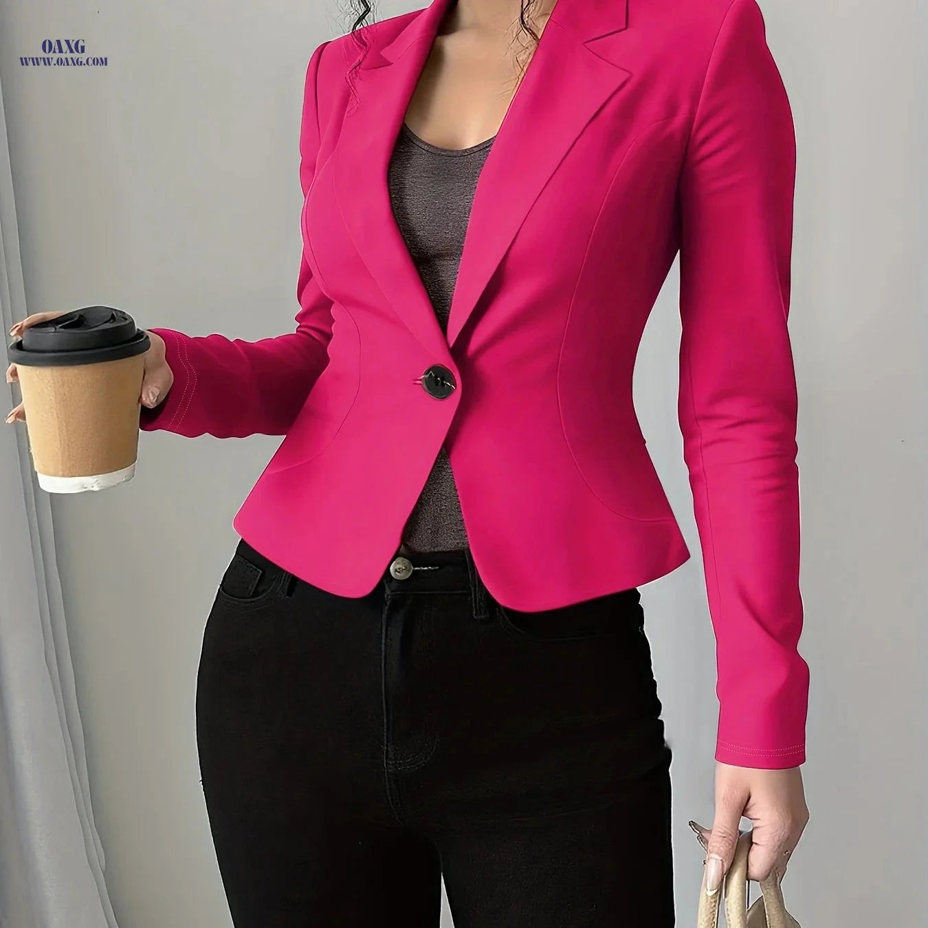Elegant Ladies Blazer Tops - Versatile Spring & Autumn Fashion   OAXG 