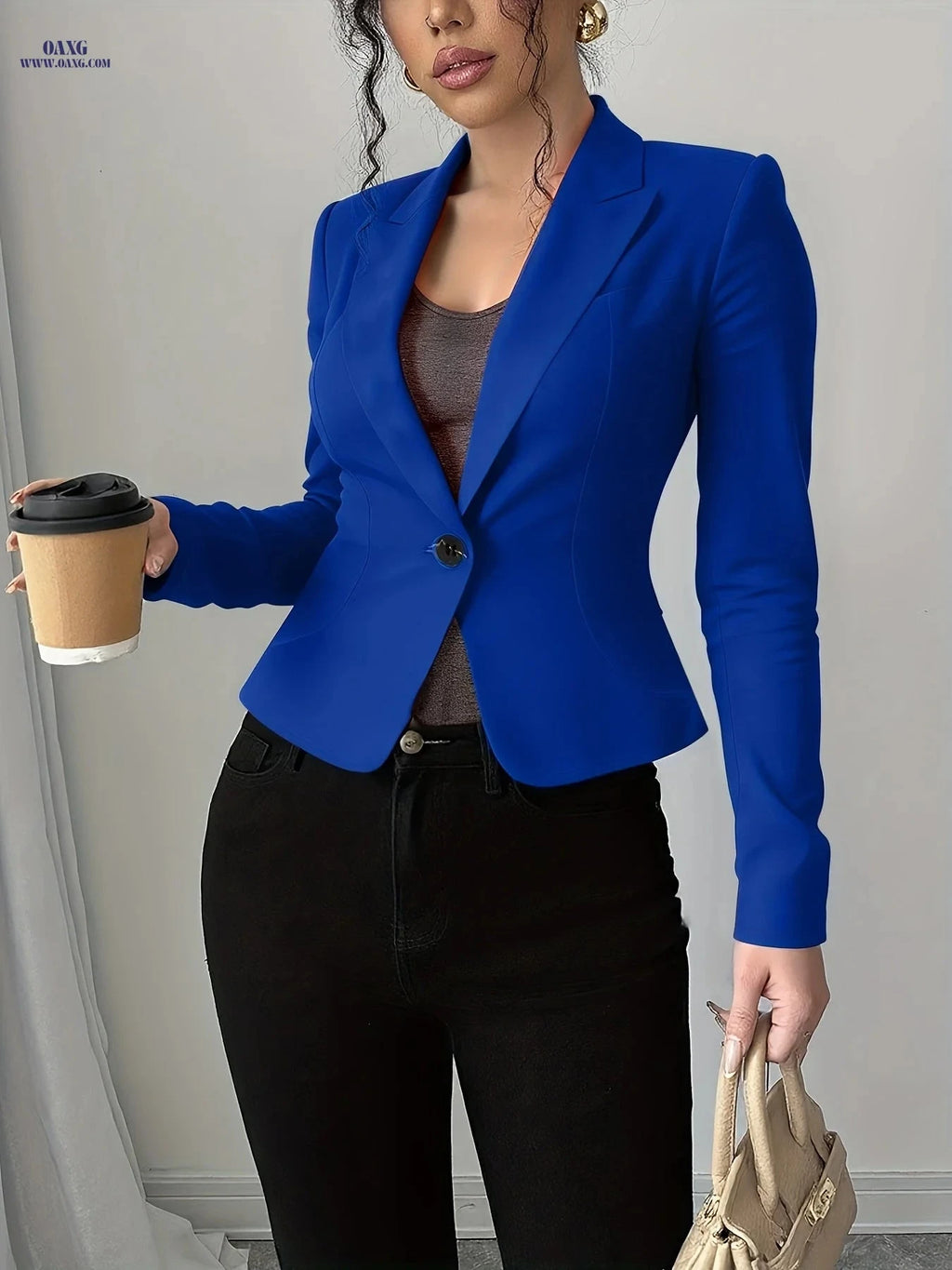 Elegant Ladies Blazer Tops - Versatile Spring & Autumn Fashion   OAXG 