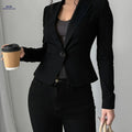 Elegant Ladies Blazer Tops - Versatile Spring & Autumn Fashion   OAXG 