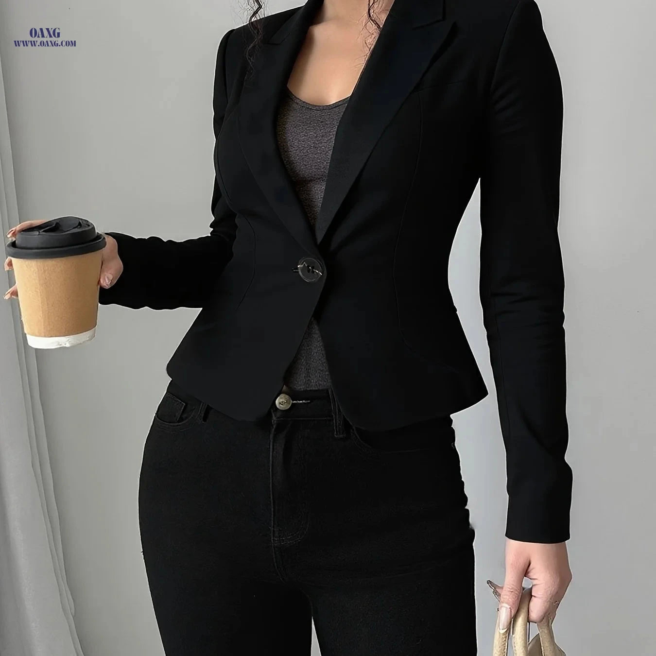 Elegant Ladies Blazer Tops - Versatile Spring & Autumn Fashion   OAXG 