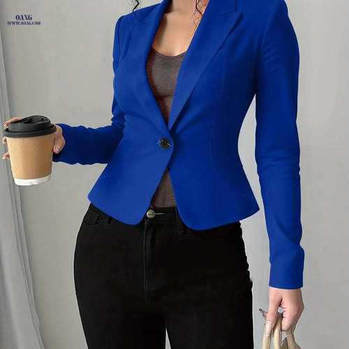 Elegant Ladies Blazer Tops - Versatile Spring & Autumn Fashion   OAXG 